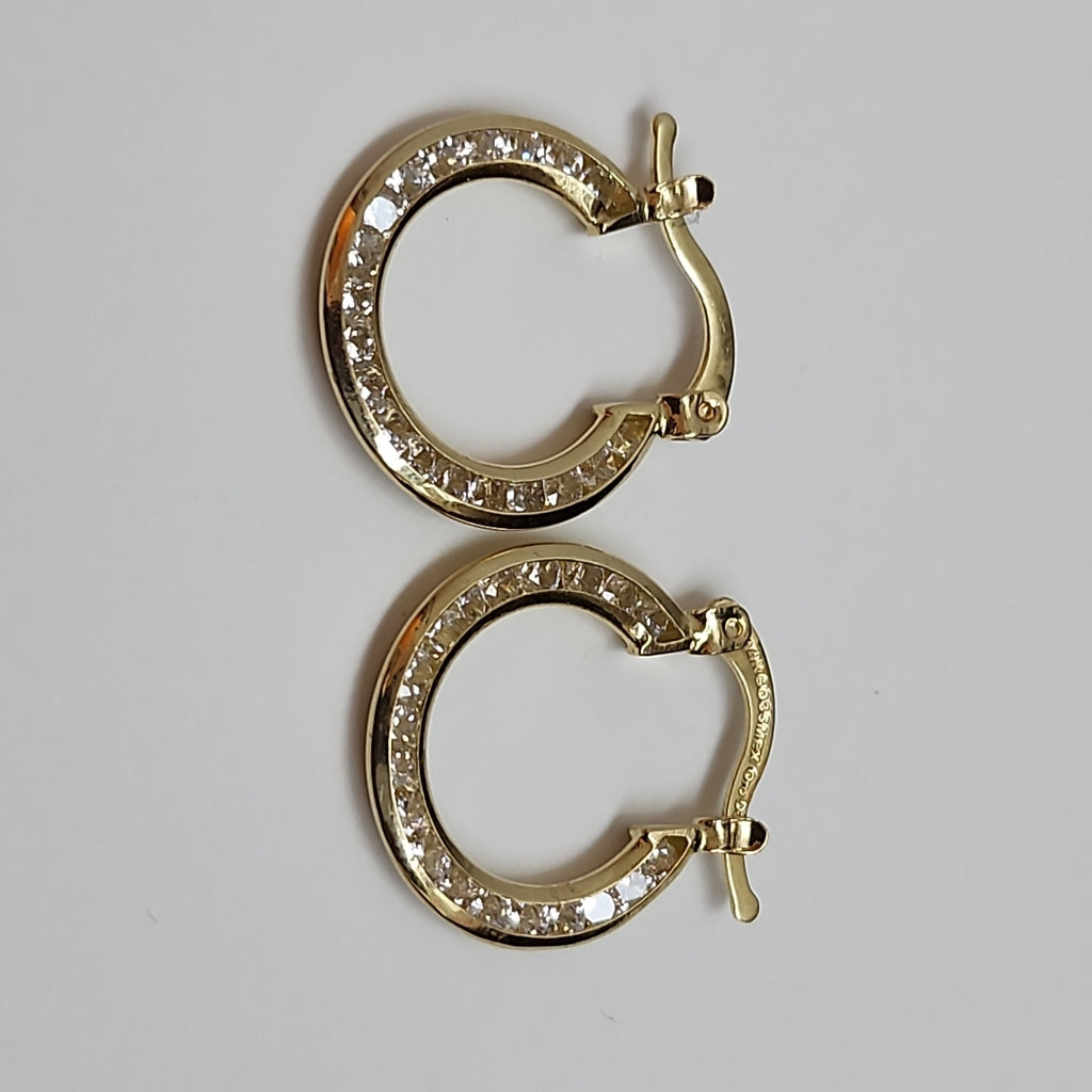 ARETES ARRACADAS CON CIRCONIAS 14K 2.4 GR (NUEVO)