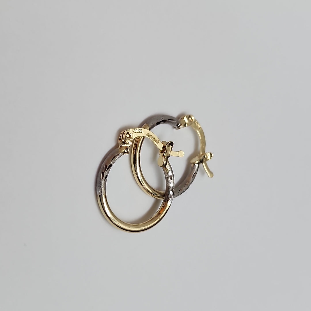 ARETES ARRACADAS COMBINADAS 14K 1.2 GR (NUEVO)