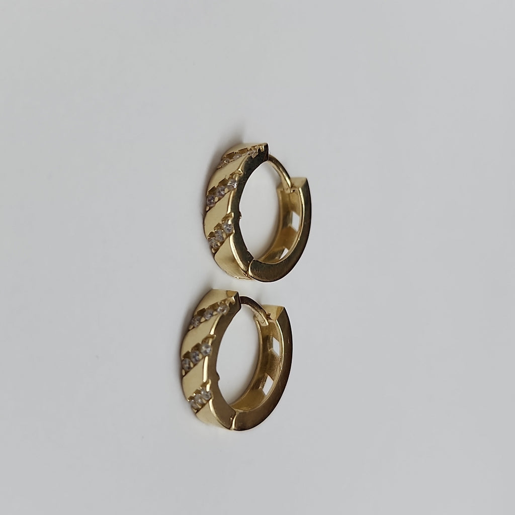 ARETES HUGGIES CON CIRCONIAS 14K 2.3 GR (NUEVO)