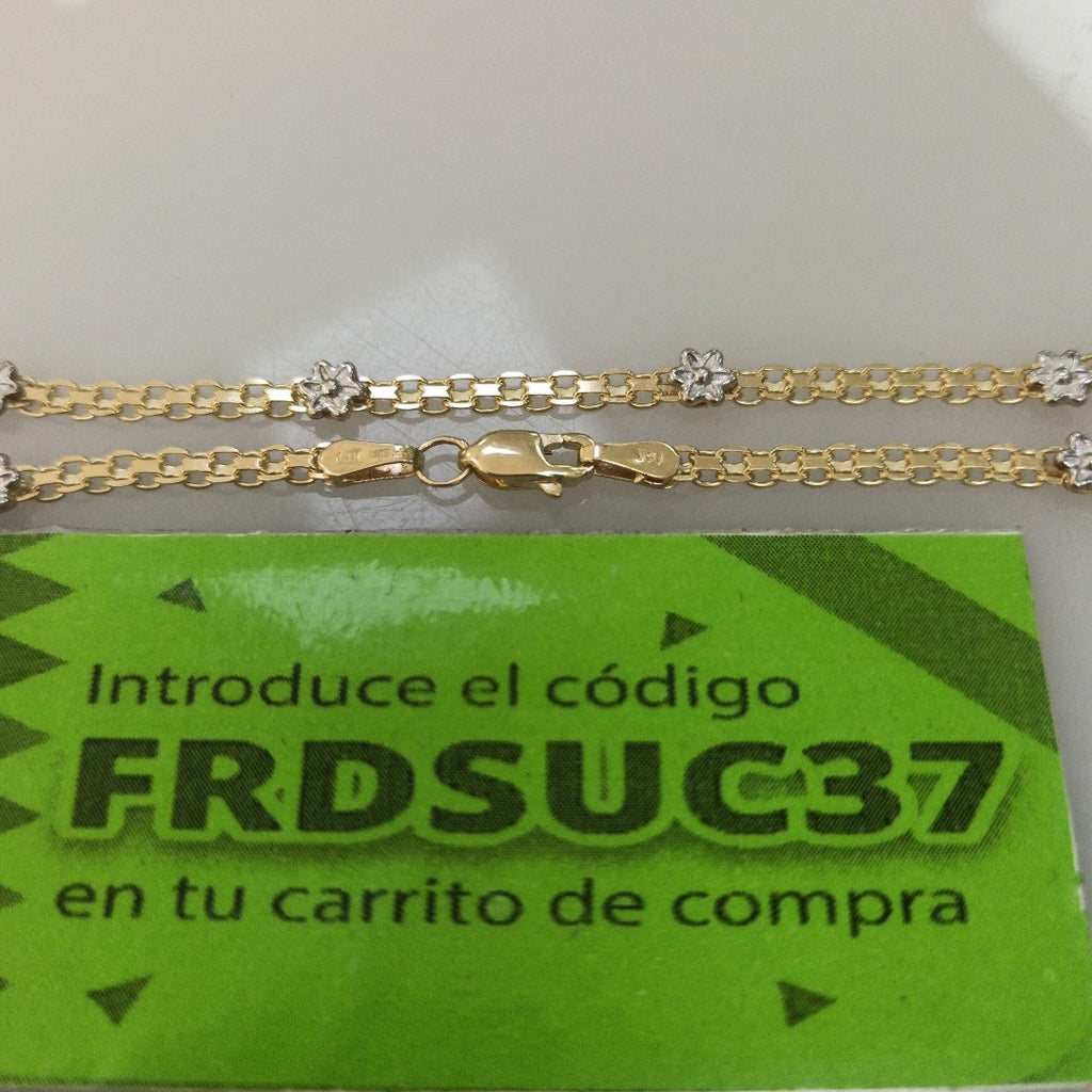 PULSERA ESPECIAL C FLORES 14K 18 CM 2.9 GR (NUEVO)