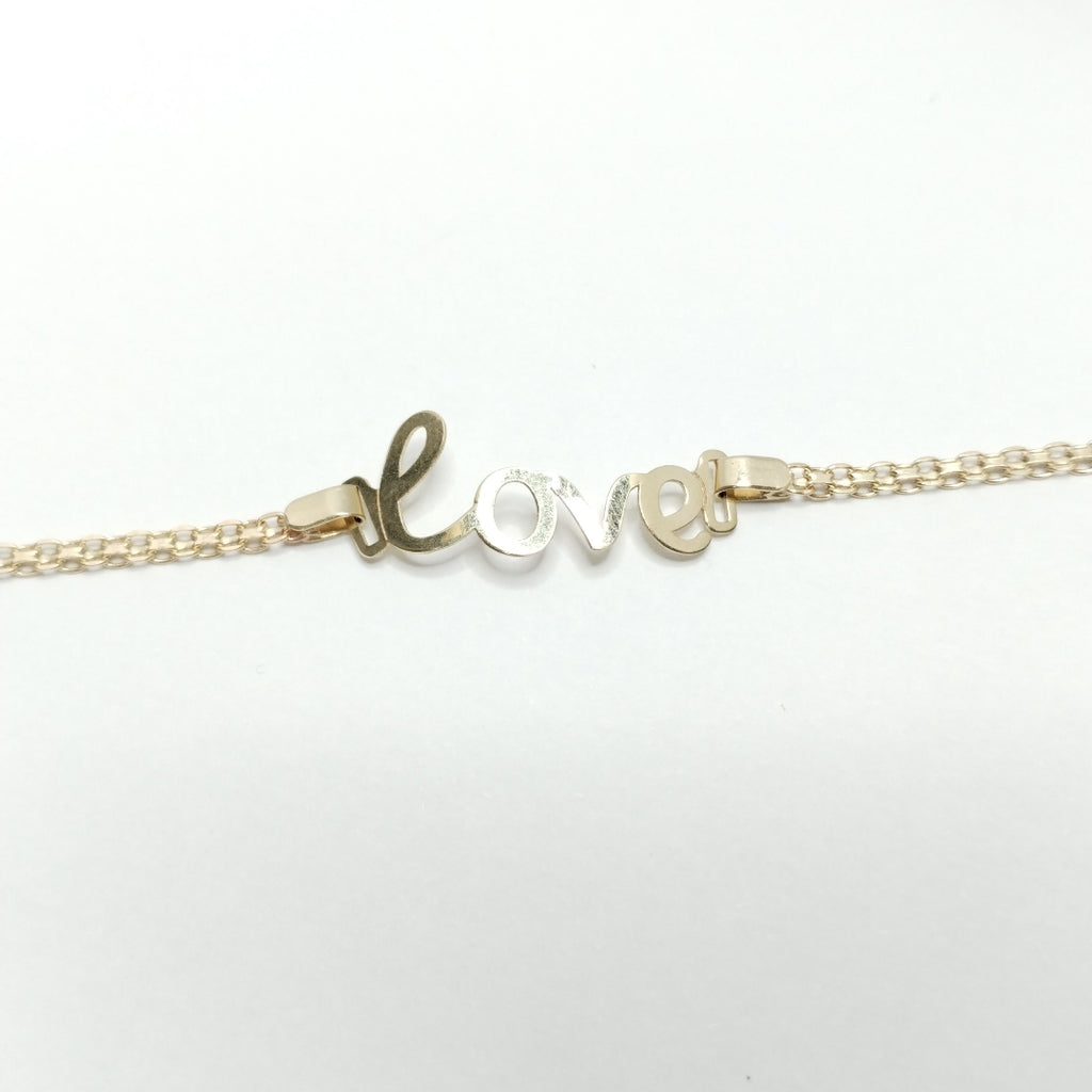 PULSERA ESCLAVA GRABADA LOVE 10K 18 CM 2.7 GR (NUEVO)