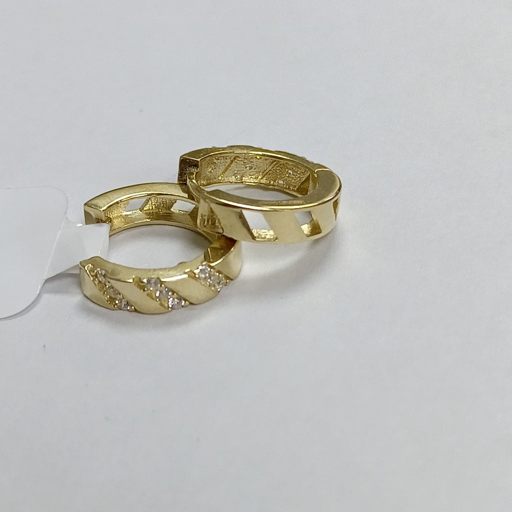 ARETES HUGGIES CON CIRCONIAS 14K 2.2 GR (NUEVO)