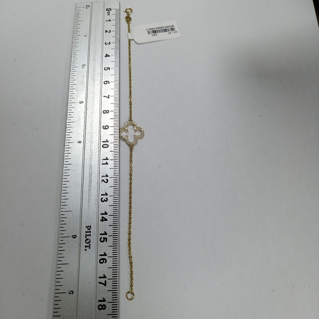 PULSERA TEJIDO ESPECIAL C CIRCONIAS 14K 18 CM 1.8 GR (NUEVO)