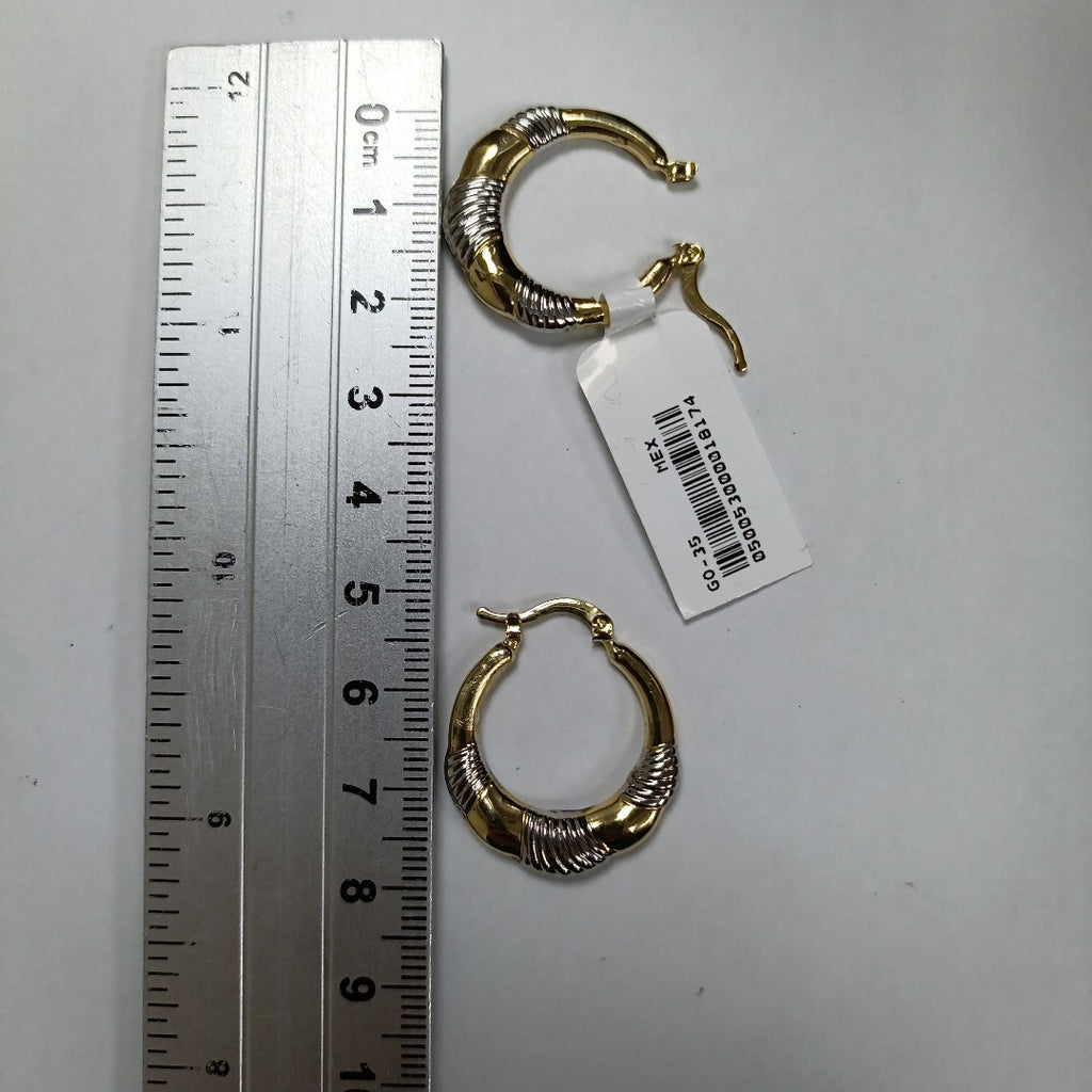 ARETES ARRACADAS HUECAS COMBINADAS 14K 2.5 GR (NUEVO)