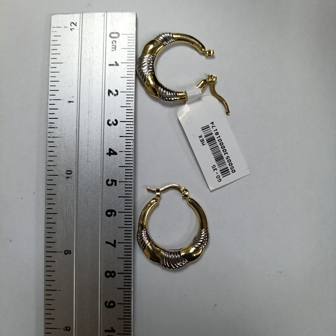 ARETES ARRACADAS HUECAS COMBINADAS 14K 2.5 GR (NUEVO)