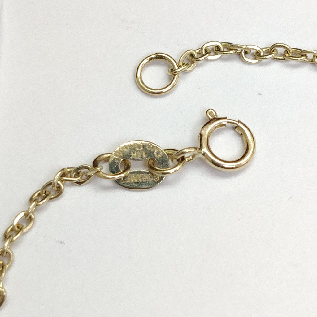 PULSERA TEJIDO ESPECIAL CORAZONES CON CIRCONIAS 14K 18 CM 2.4 GR (NUEVO)