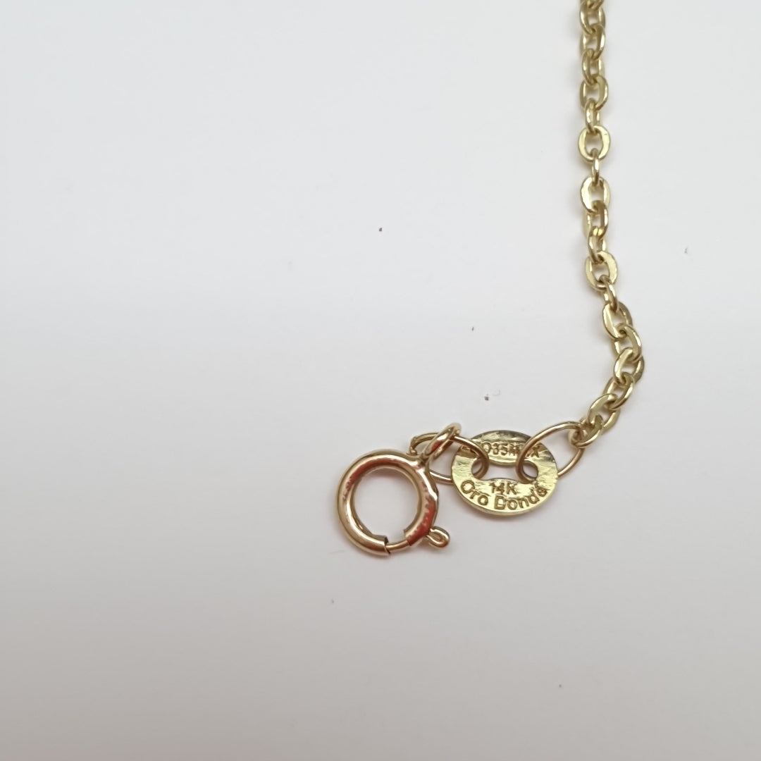 PULSERA ESP CON FIG CORAZONES 14K 18 CM 1.8 GR (NUEVO)