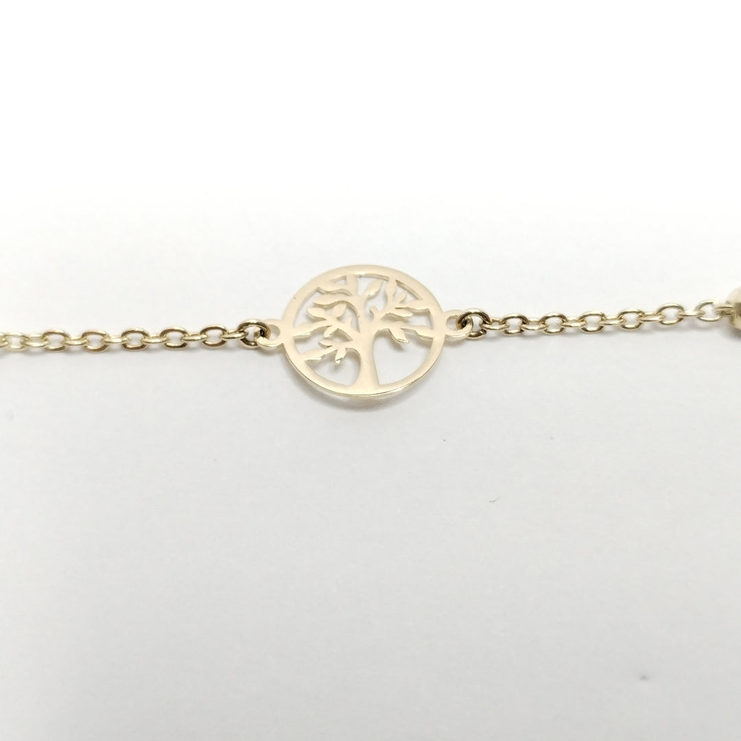 PULSERA TEJIDO ESPECIAL ARBOL 14K 18 CM 1.7 GR (NUEVO)