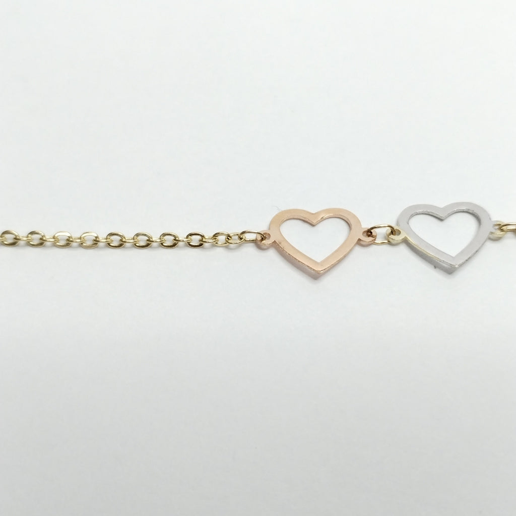 PULSERA ESPECIAL CON CORAZONES 14K 18 CM 1.4 GR (NUEVO)