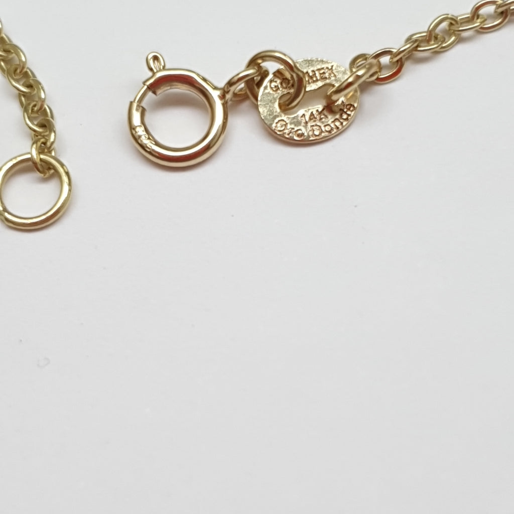 PULSERA ESPECIAL CON TREBOL 14K 18 CM 1.8 GR (NUEVO)