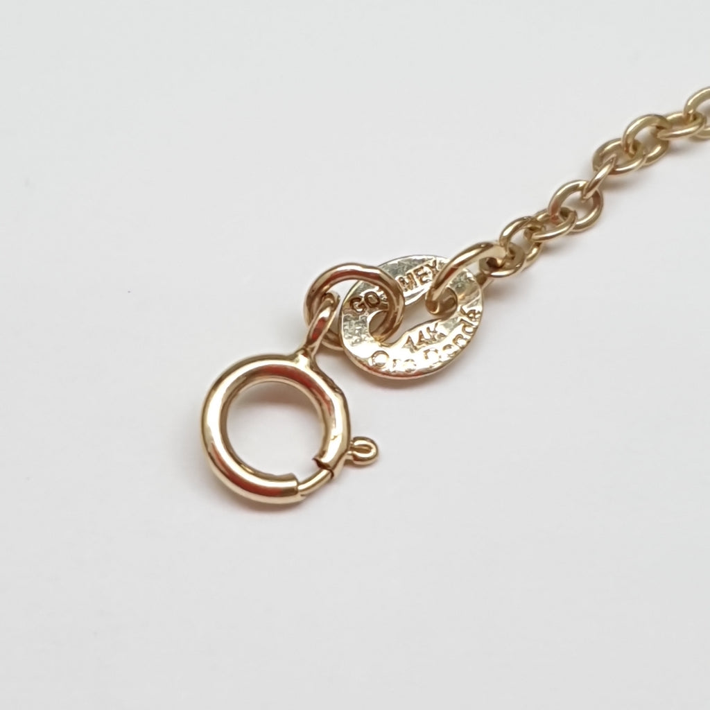 PULSERA ESPECIAL CON CORAZONES CONBINADOS 14K 18 CM 1.7 GR (NUEVO)