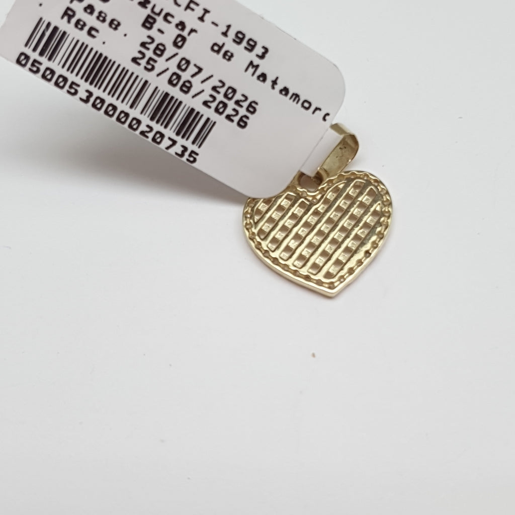 DIJE TEJIDO CORAZON CON CERCO DE CIRCONIAS 14K 1.1 GR (NUEVO)