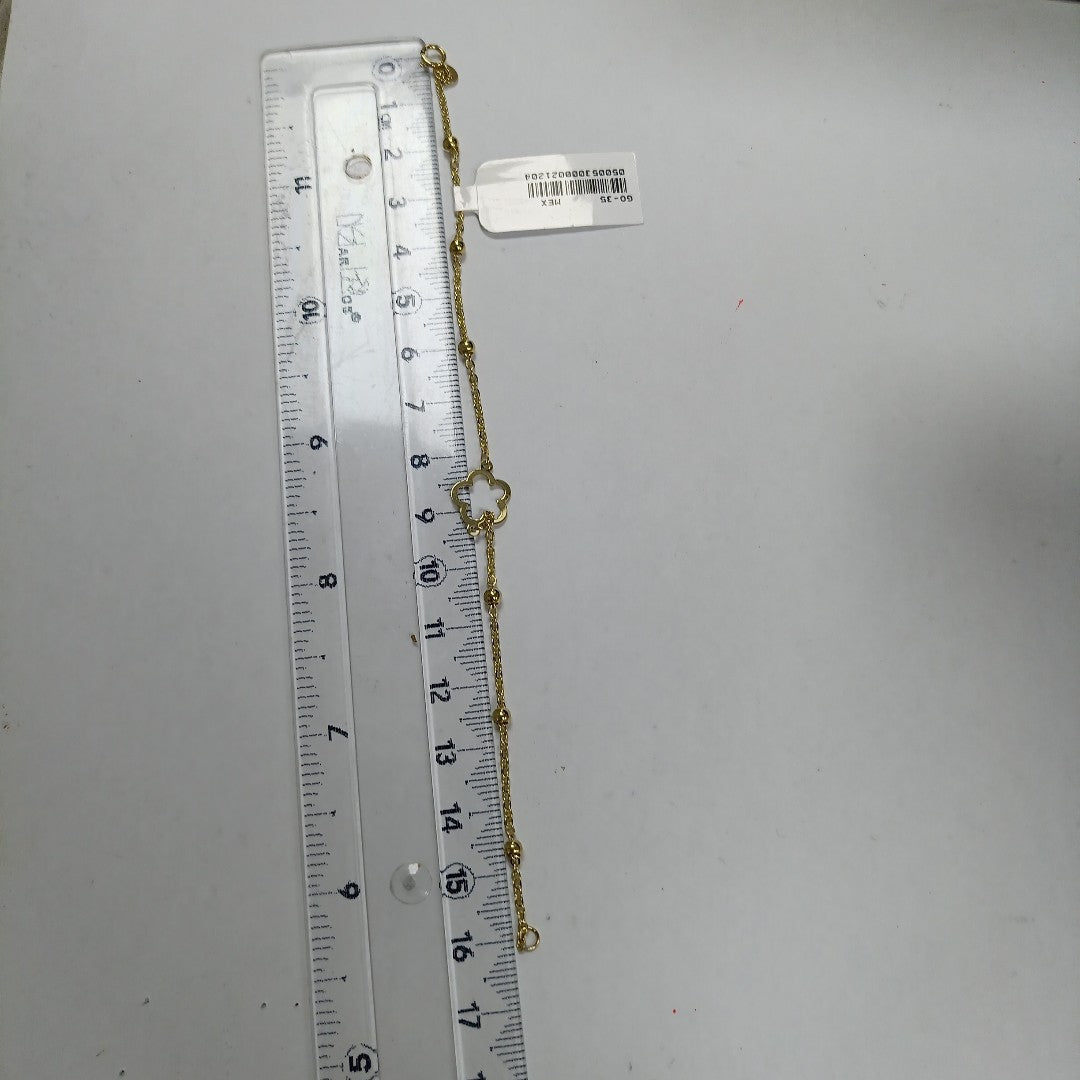 PULSERA TEJIDO ESPECIAL CON FLOR 14K 18 CM 1.6 GR (NUEVO)