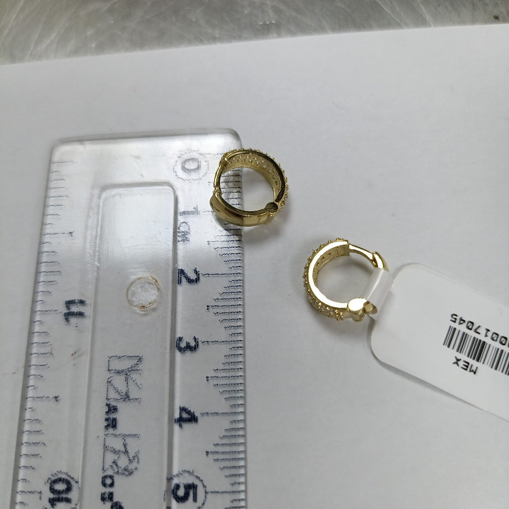 ARETES HUGGIE CON CIRCONIAS 14K 2.1 GR (NUEVO)
