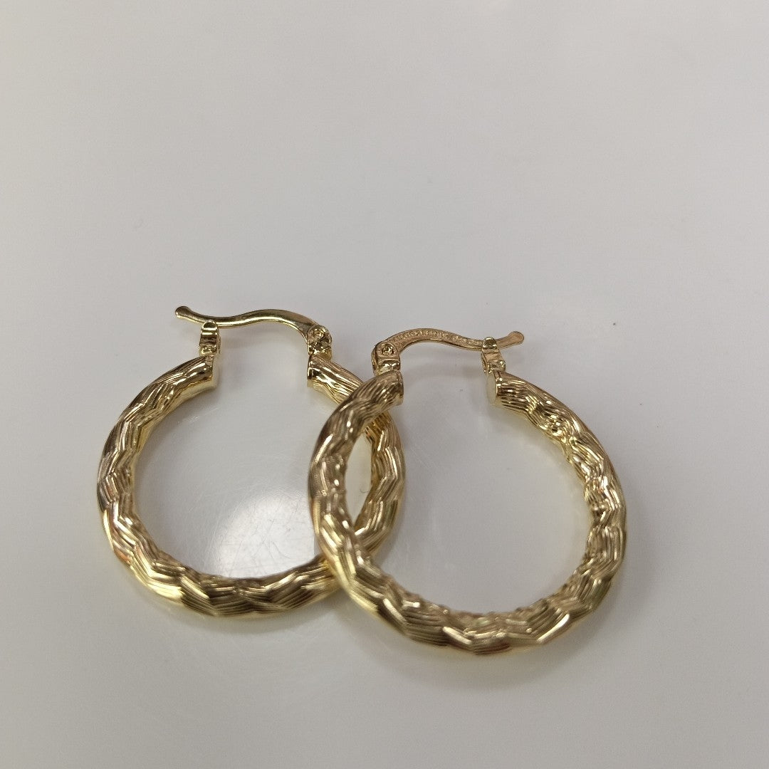 ARETES TEJIDO ARRACADA LABRADA 14K 2.5 GR (NUEVO)
