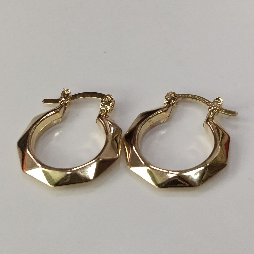 ARETES TEJIDO ARRACADAS FACETADAS 14K 1.8 GR (NUEVO)