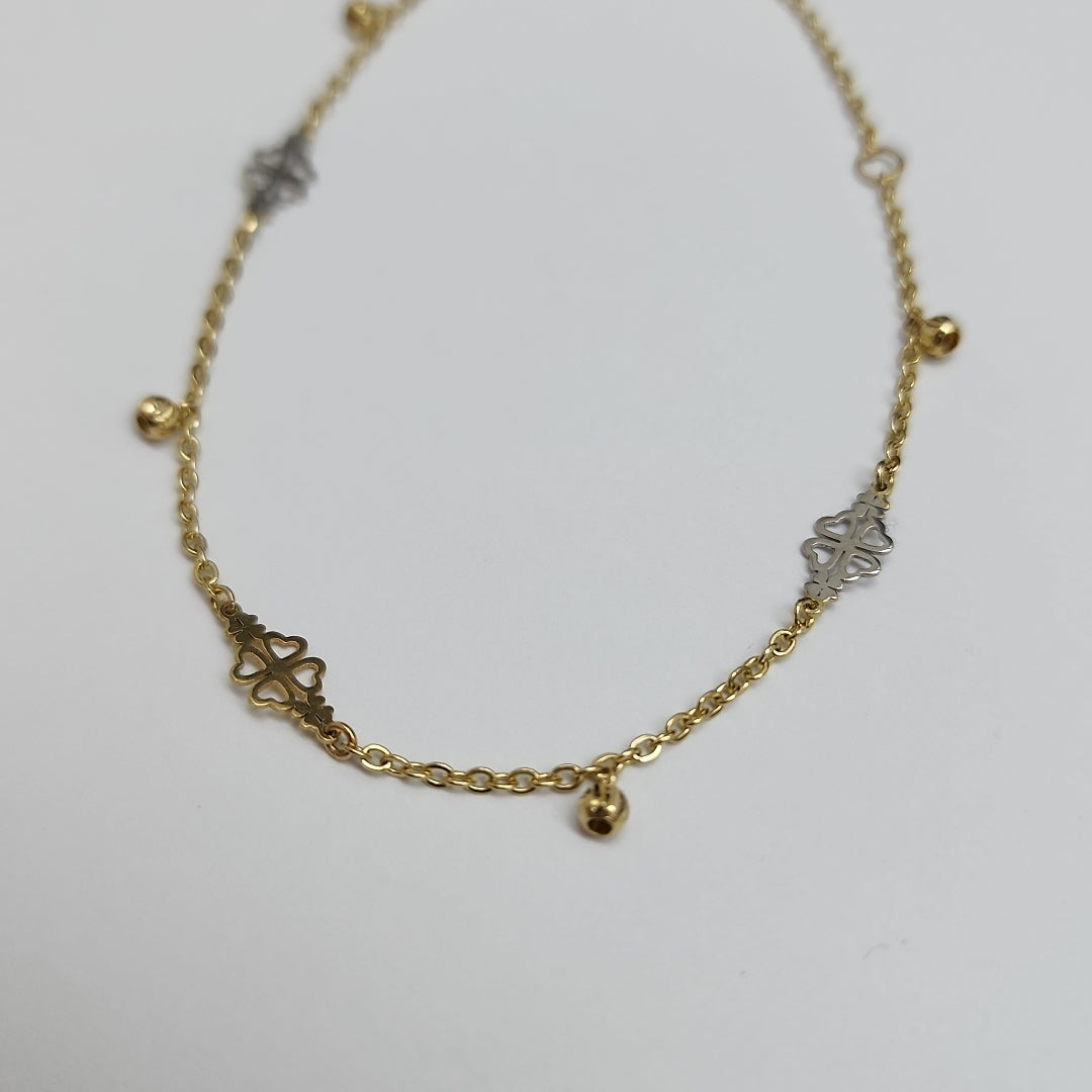 PULSERA ESPECIAL CON TREBOL 14K 18 CM 1.9 GR (NUEVO)