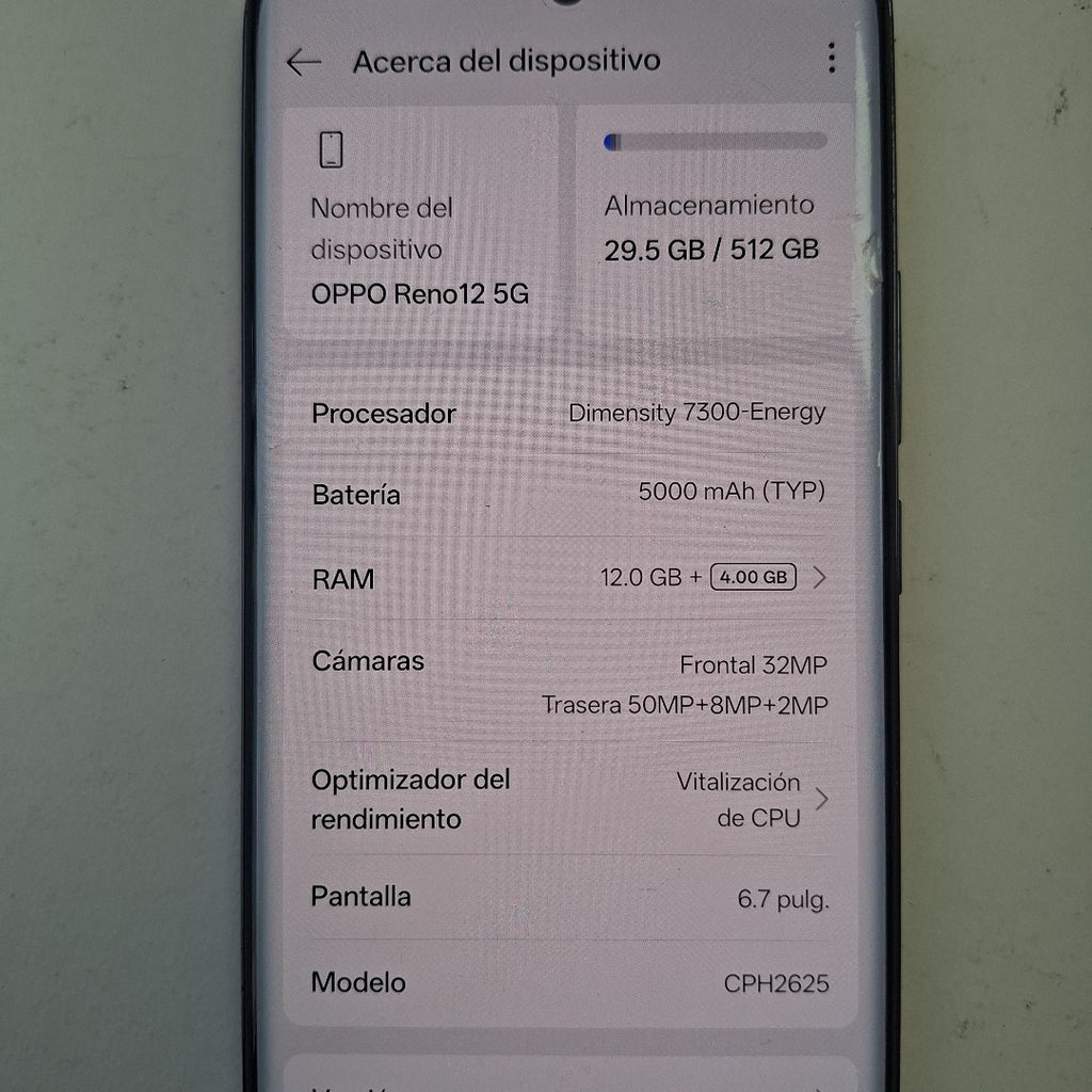 CELULAR OPPO RENO12 5G CPH2625 (2024) 512 GB 12 GB RAM (SEMINUEVO)