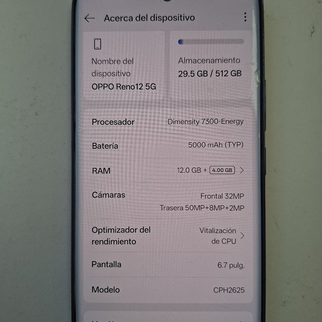 CELULAR OPPO RENO12 5G CPH2625 (2024) 512 GB 12 GB RAM (SEMINUEVO)