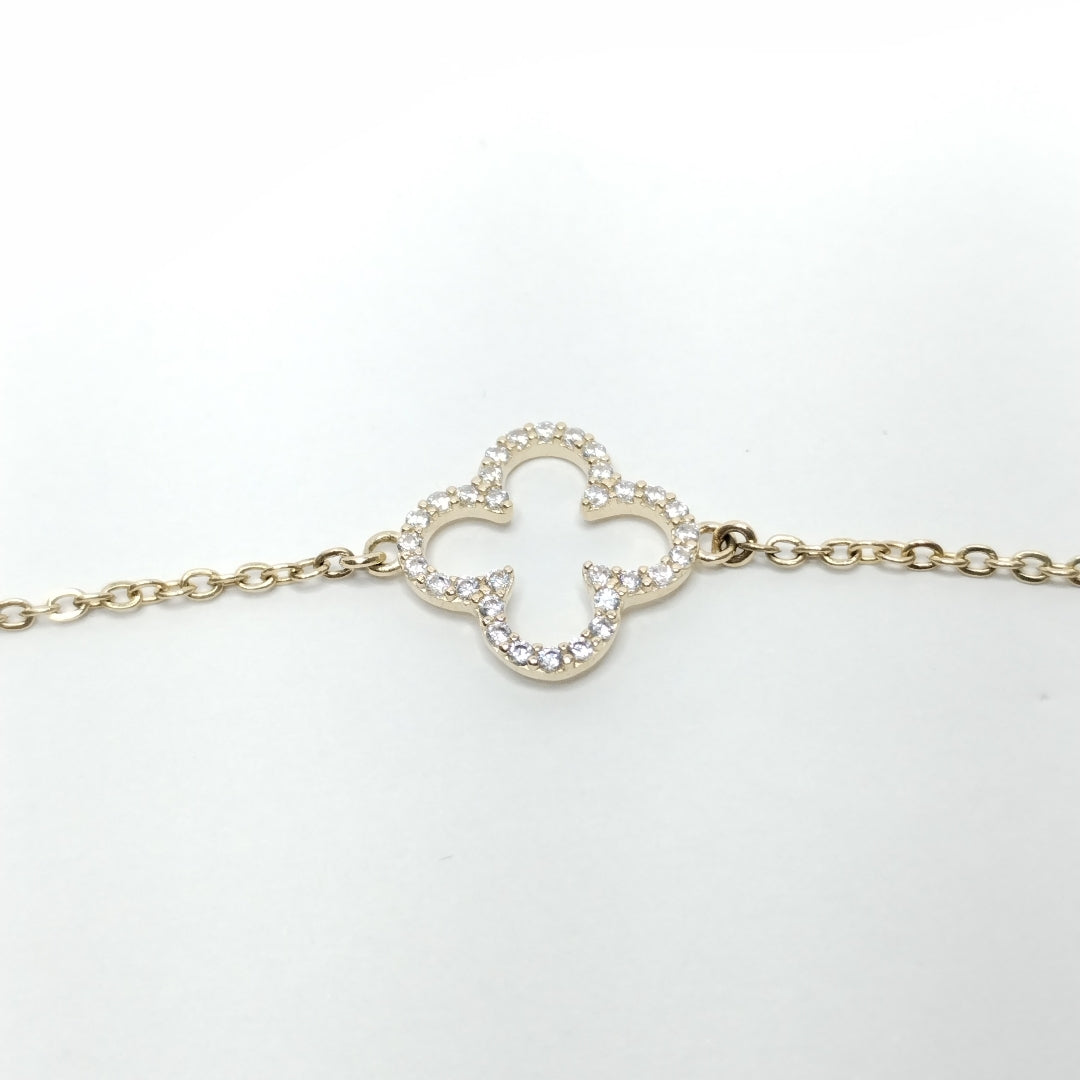 PULSERA TEJIDO ESPECIAL C CIRCONIAS 14K 18 CM 1.8 GR (NUEVO)