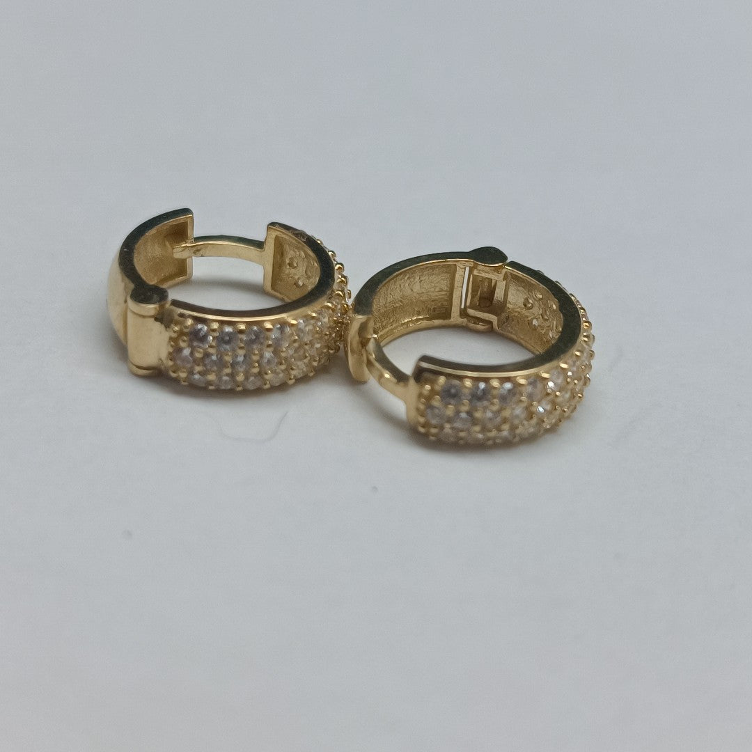 ARETES HUGGIE CON CIRCONIAS 14K 2 GR (NUEVO)