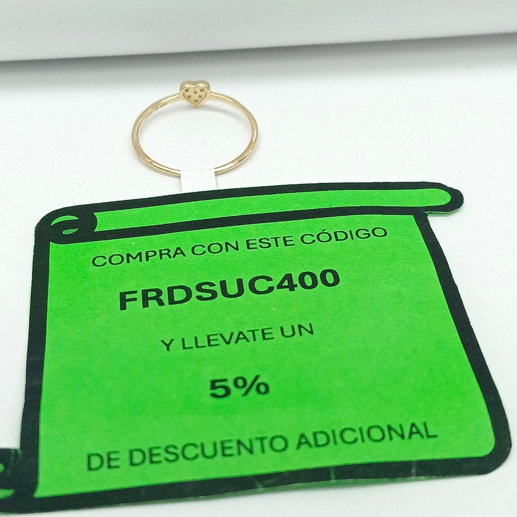 ANILLO ANILLITO CORAZON C CIRCONIA 14K 7 TALLA 0.8 GR (NUEVO)