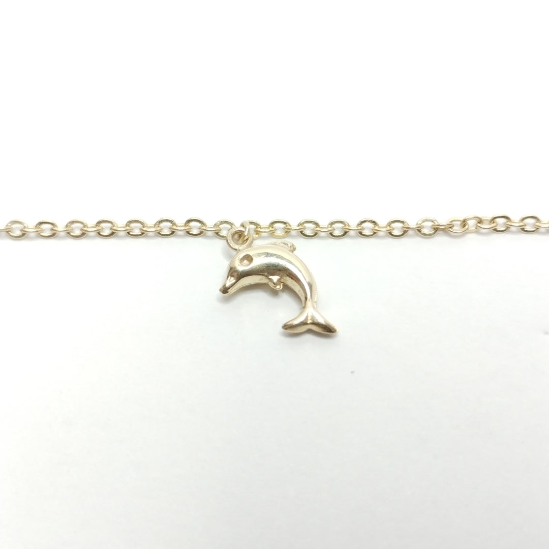 PULSERA ESPECIAL CON DIJES DELFINES 10K 18 CM 2 GR (NUEVO)