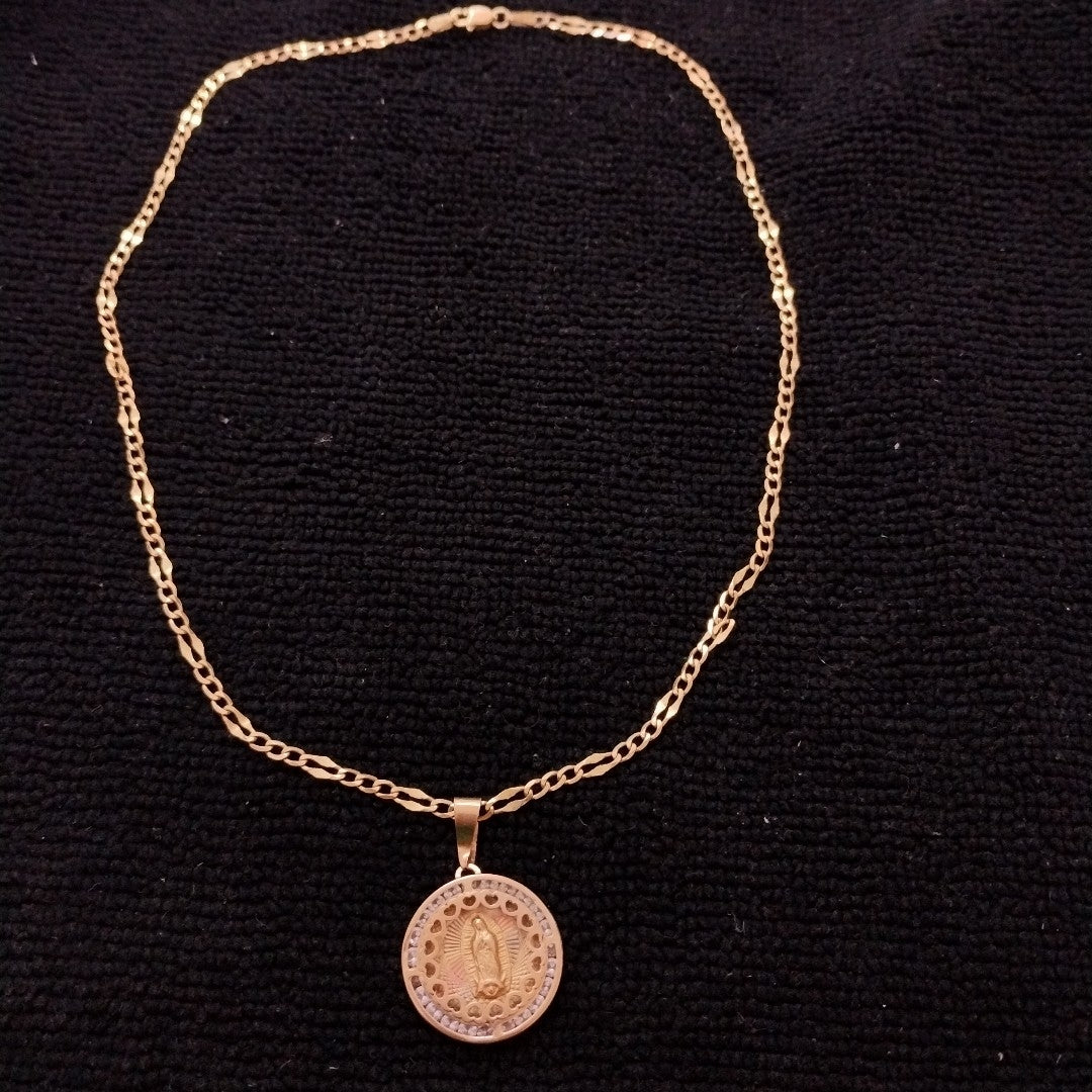CADENA, MEDALLA RELIGIOSA ORO 10 K 5 GRMS (SEMINUEVO)