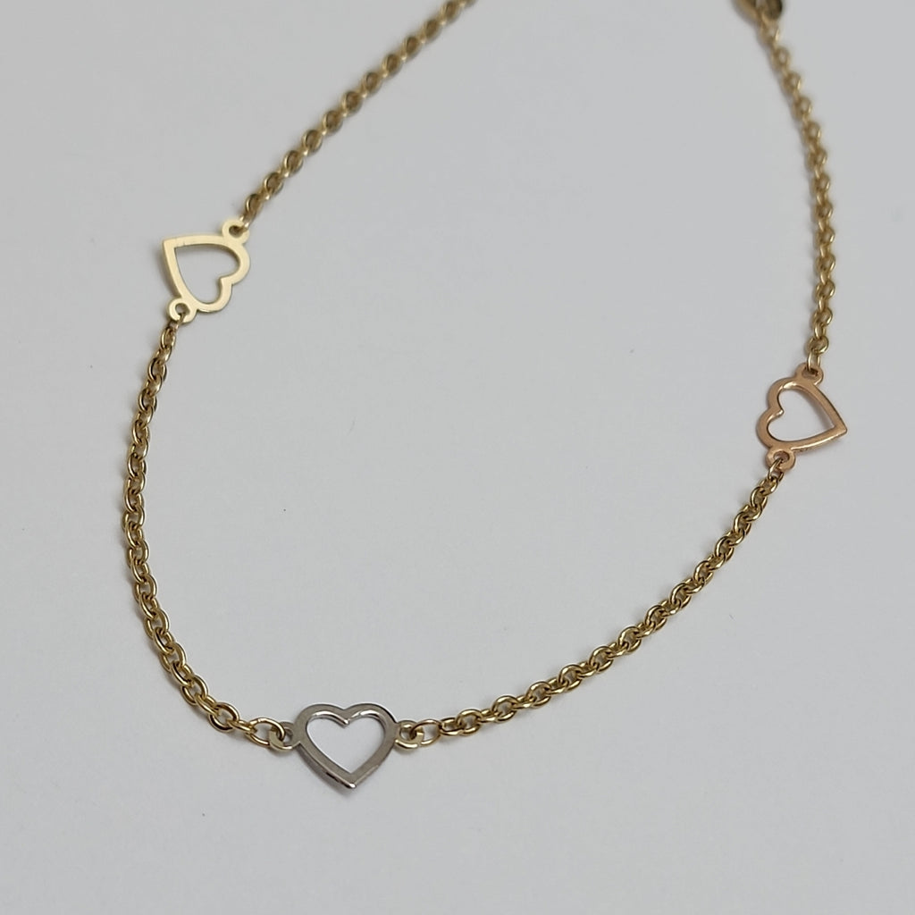 PULSERA ESPECIAL CON CORAZONES 10K 18 CM 1.3 GR (NUEVO)