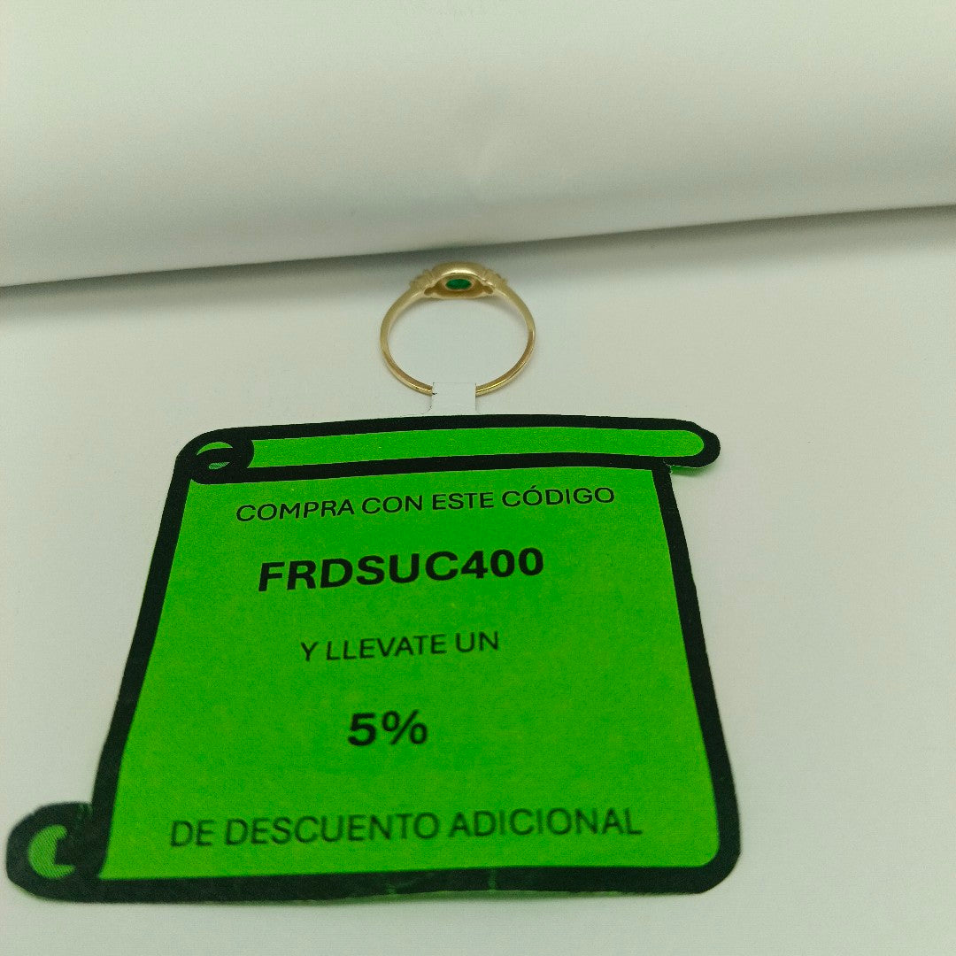 ANILLOS TEJIDO ANILLITO C CIRCONIAS Y PIEDRA VERDE 14K 7 1.1 GR (NUEVO)