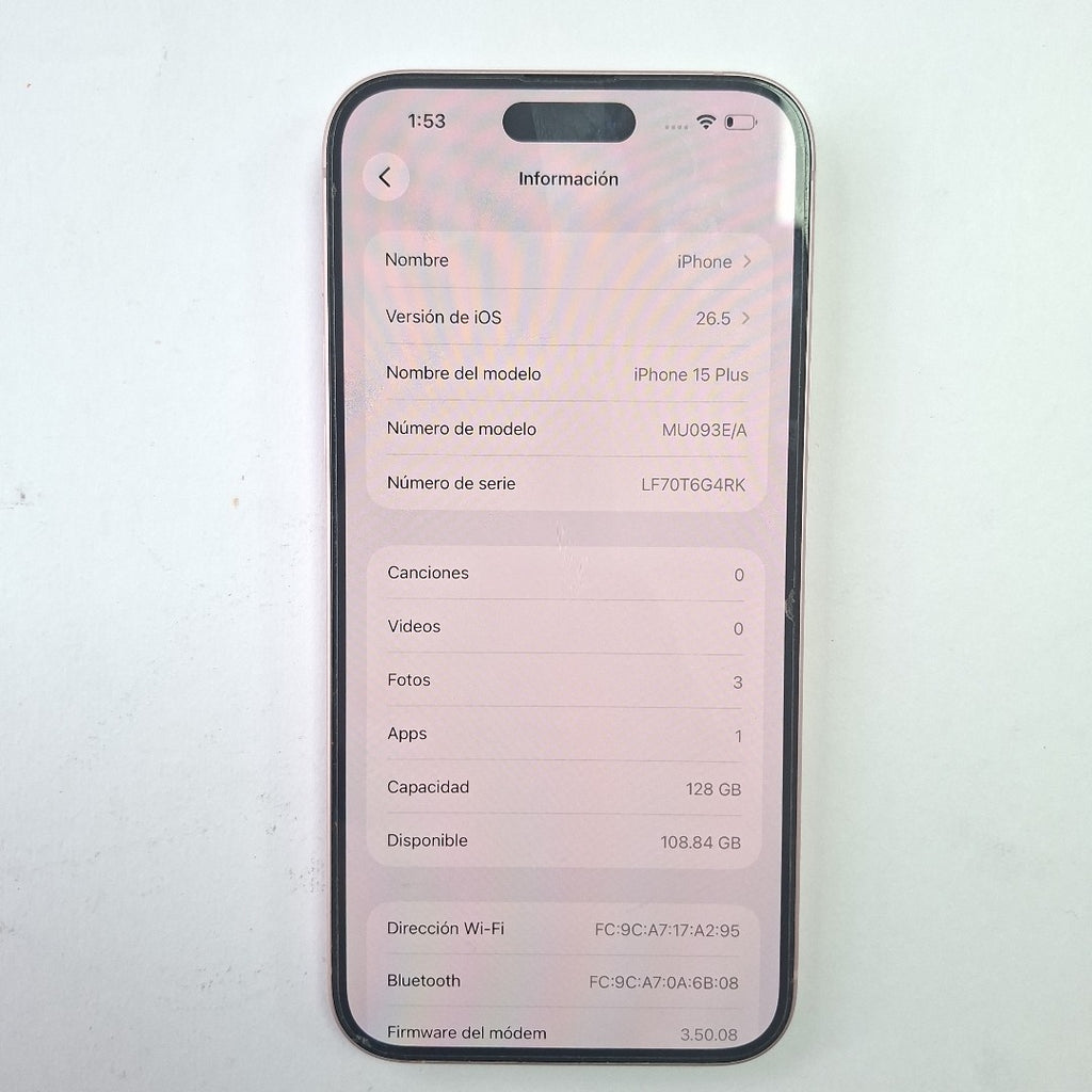 CELULAR APPLE IPHONE 15 PLUS A3093 (2023) 128 GB 6 GB RAM (SEMINUEVO)