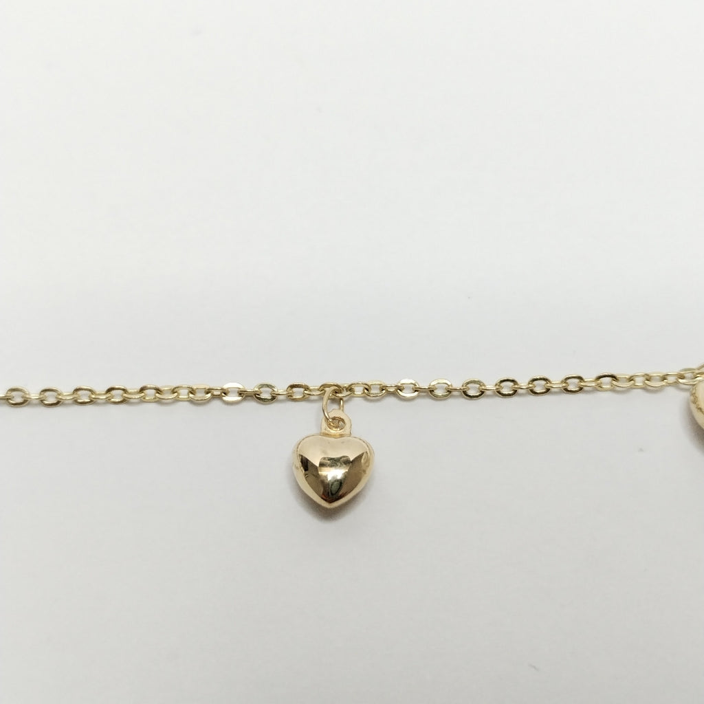 PULSERA ESP CON FIG CORAZONES 14K 18 CM 1.8 GR (NUEVO)