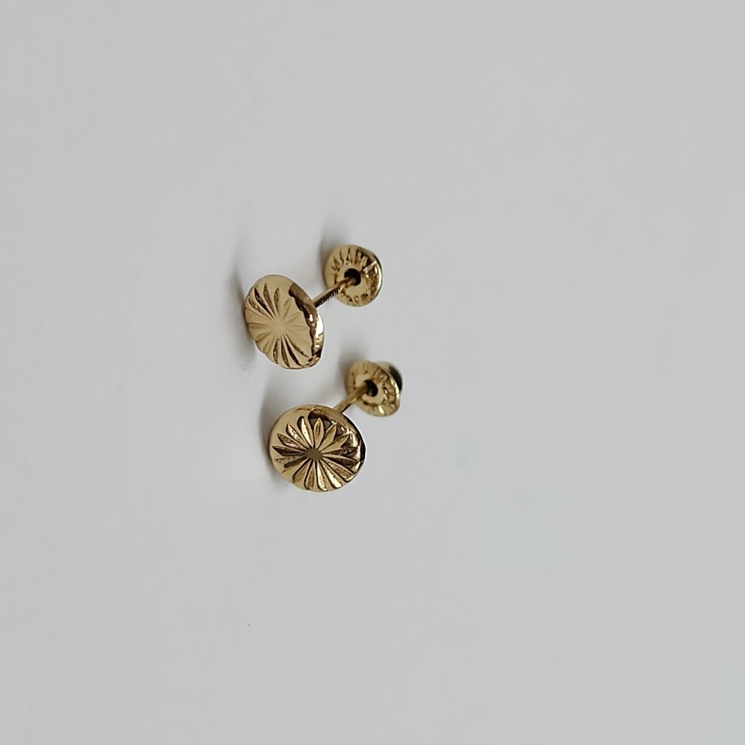 BROQUELES BROQUEL FIG BOTON RAYADO 14K 0.1577 GR (NUEVO)