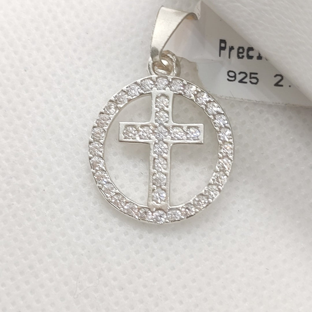 DIJE CRUZ C/CIRCONIAS PLATA .925 2.5 GR (NUEVO)