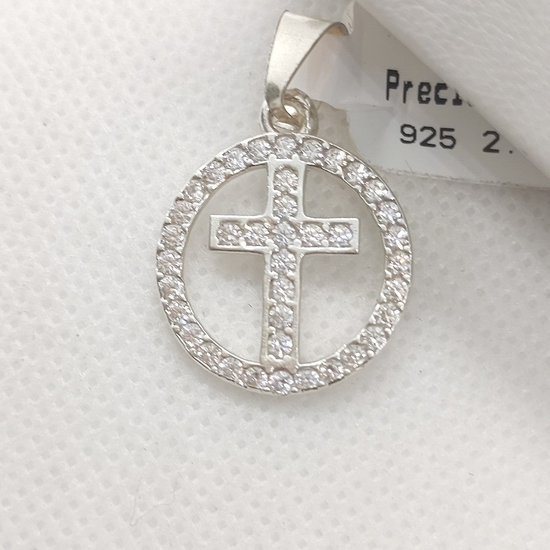 DIJE CRUZ C/CIRCONIAS PLATA .925 2.5 GR (NUEVO)