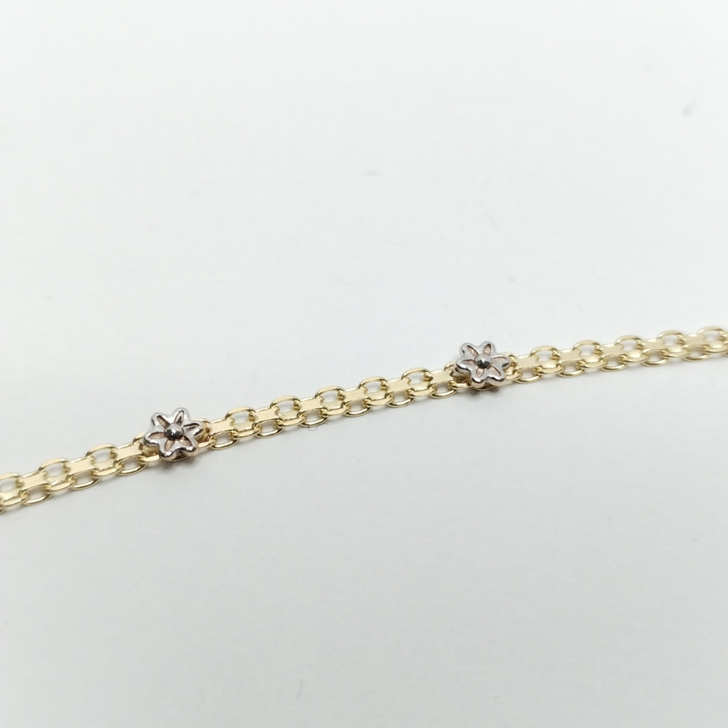 PULSERA ESPECIAL C FLORES 14K 18 CM 2.9 GR (NUEVO)