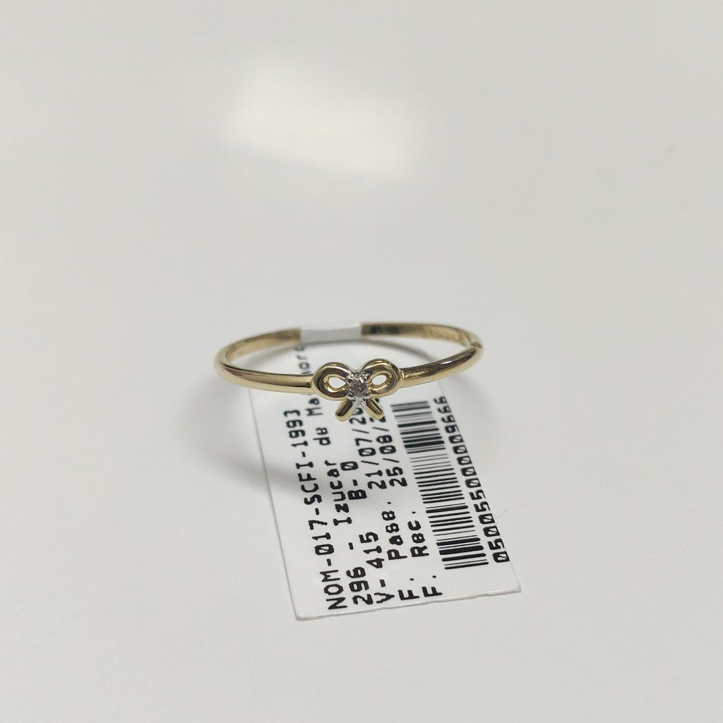 ANILLO ANILLITO FIG MOÑO C CIRCONIAS 14K 8 TALLA 1 GR (NUEVO)