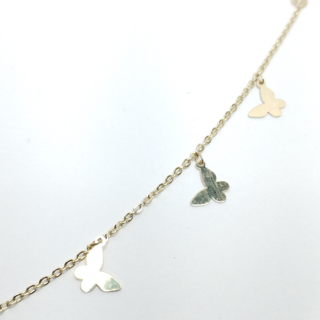 PULSERA ESPECIAL CON MARIPOSAS 14K 18 CM 2.1 GR (NUEVO)