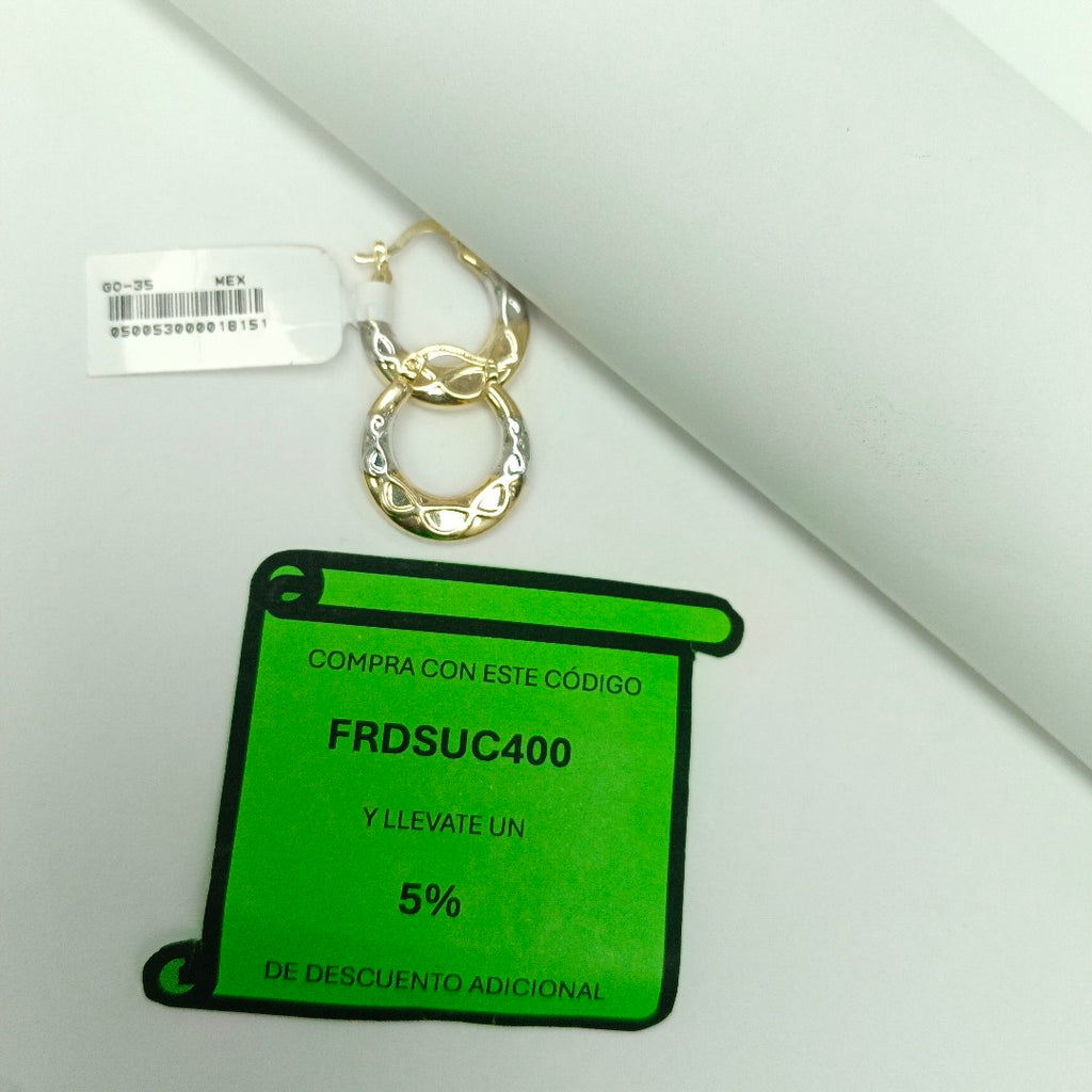 ARETES ARRACADAS COMBINADAS CON INFINITO 14K 2.3 GR (NUEVO)