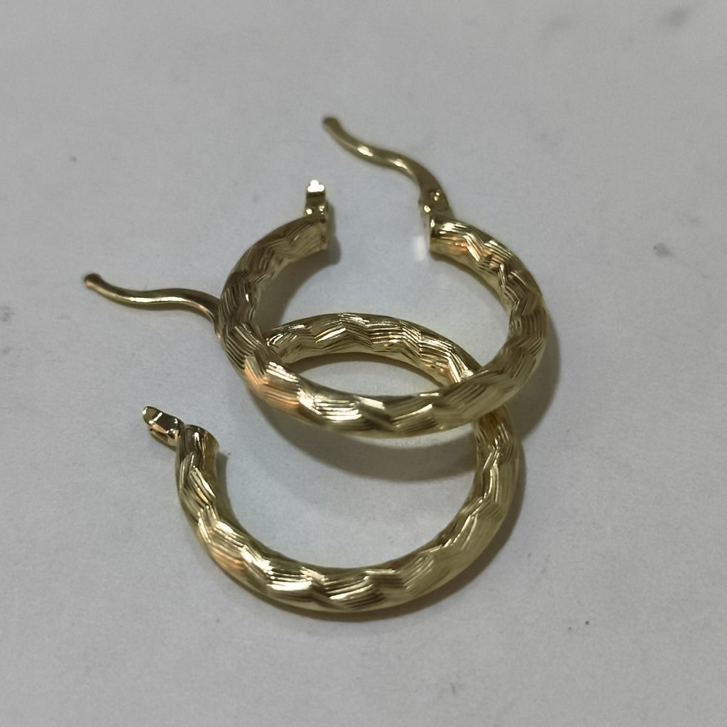 ARETES TEJIDO ARRACADA LABRADA 14K 2.6 GR (NUEVO)
