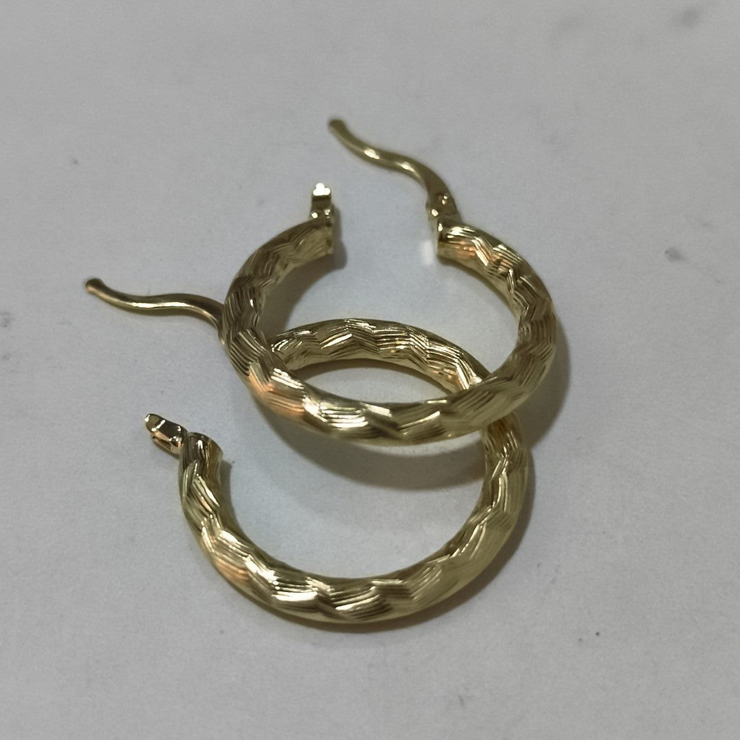 ARETES TEJIDO ARRACADA LABRADA 14K 2.6 GR (NUEVO)