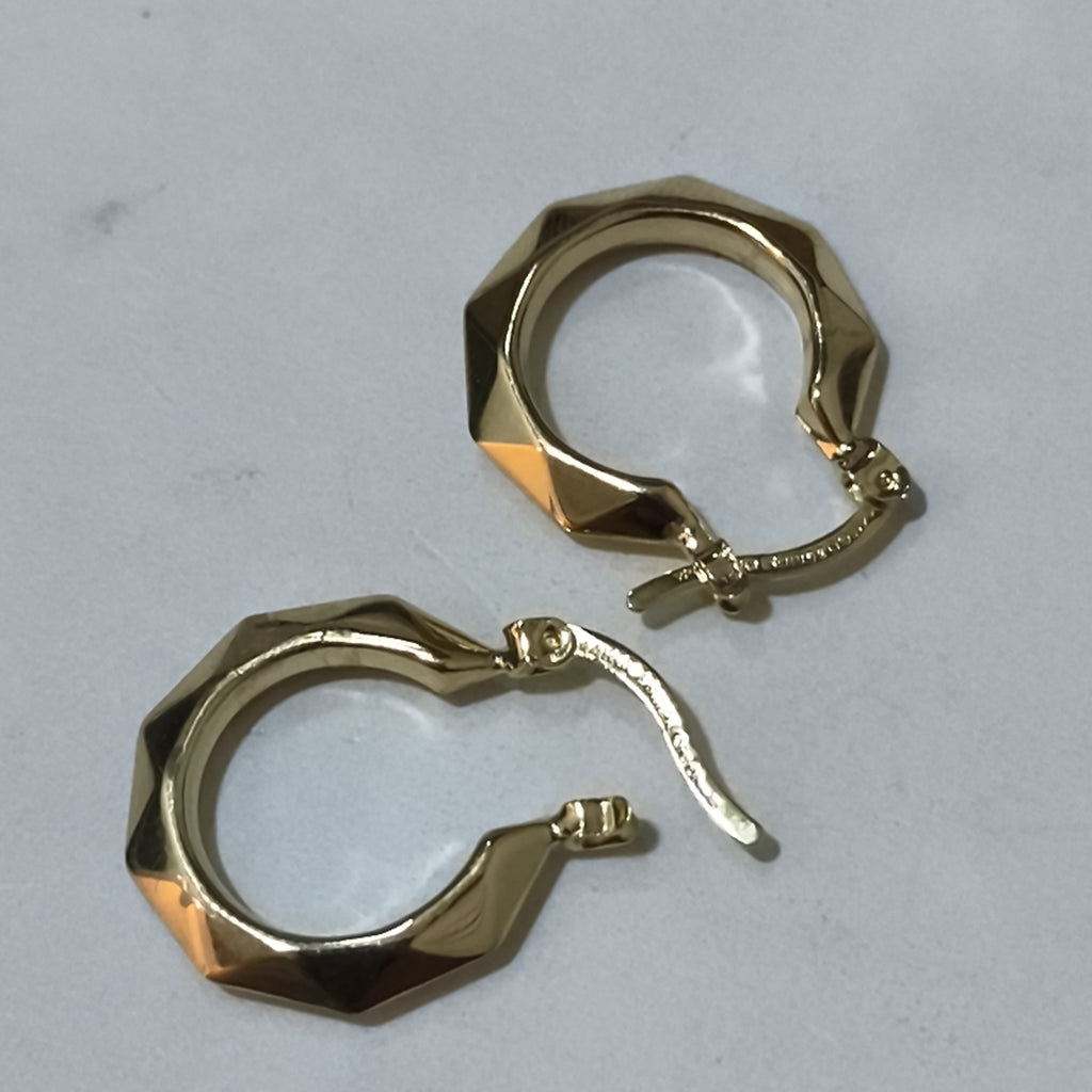 ARETES TEJIDO ARRACADAS FACETADAS 14K 1.7 GR (NUEVO)