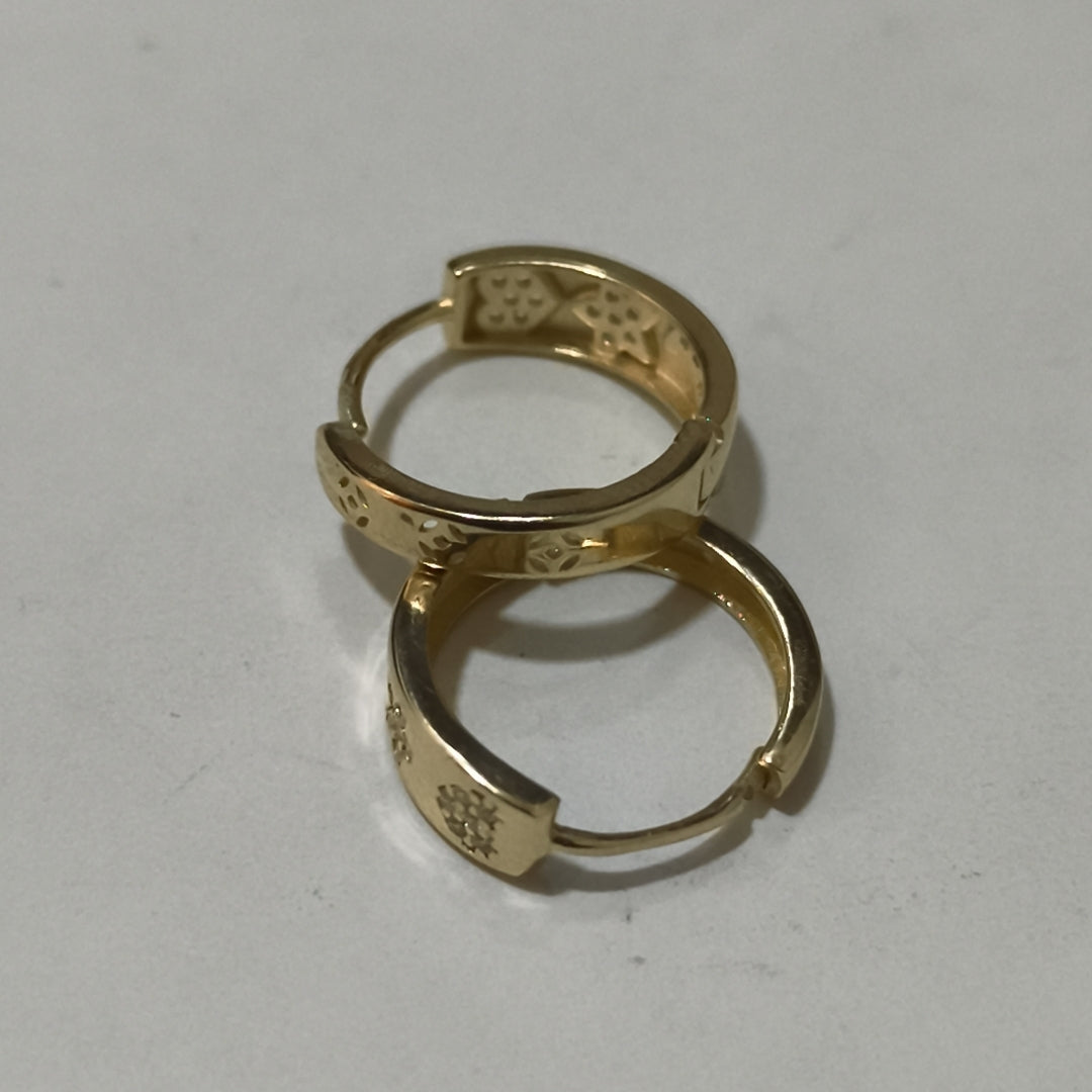 ARETES TEJIDO HUGGIES CON CIRCONIAS 14K 2.9 GR (NUEVO)