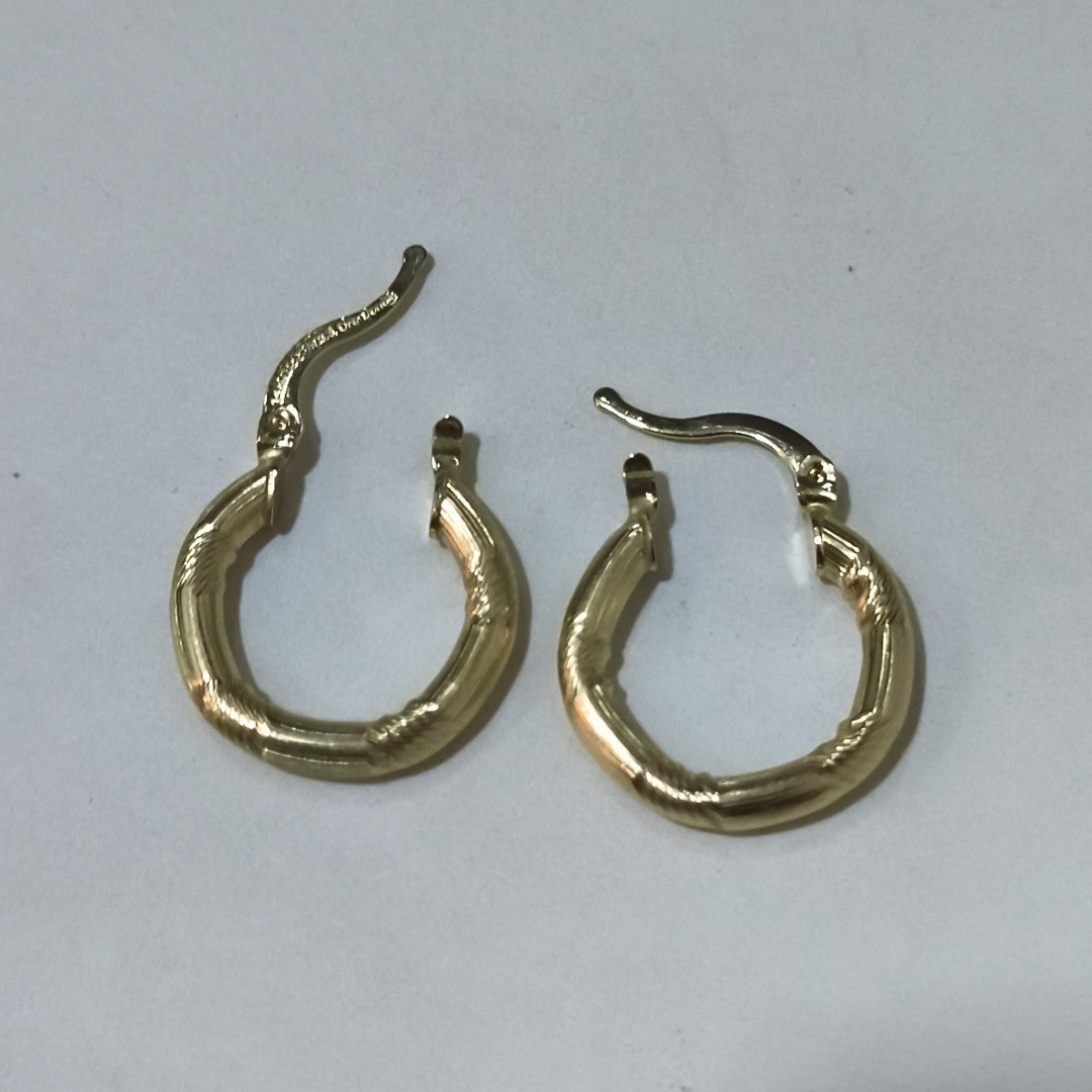ARETES TEJIDO ARRACADAS CON DISEÑO 14K 2.7 GR (NUEVO)