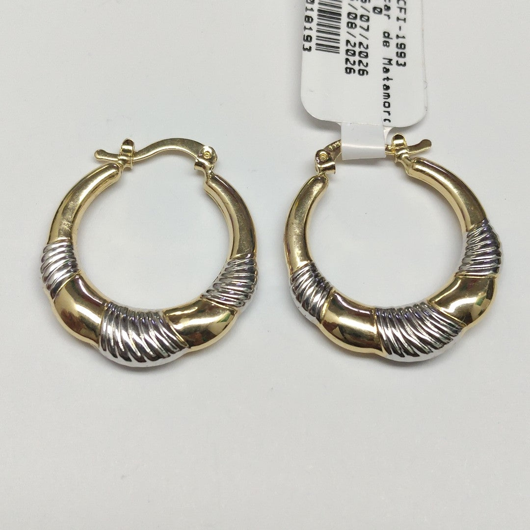 ARETES ARRACADAS HUECAS COMBINADAS 14K 2.6 GR (NUEVO)