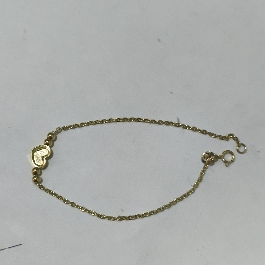 PULSERA TEJIDO ESPECIAL C CORAZON ROJO 14K 18 CM 1.9 GR (NUEVO)