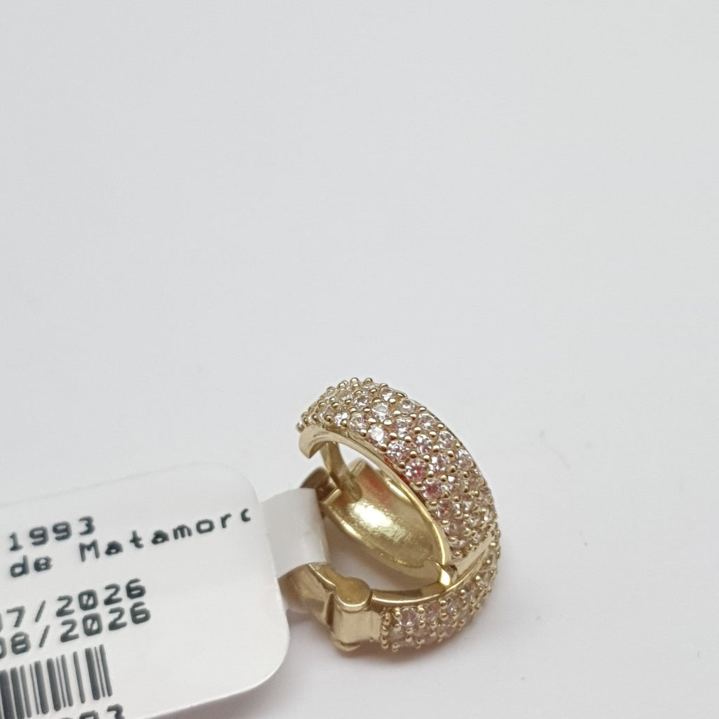 ARETES HUGGIE CON CIRCONIAS 14K 2 GR (NUEVO)
