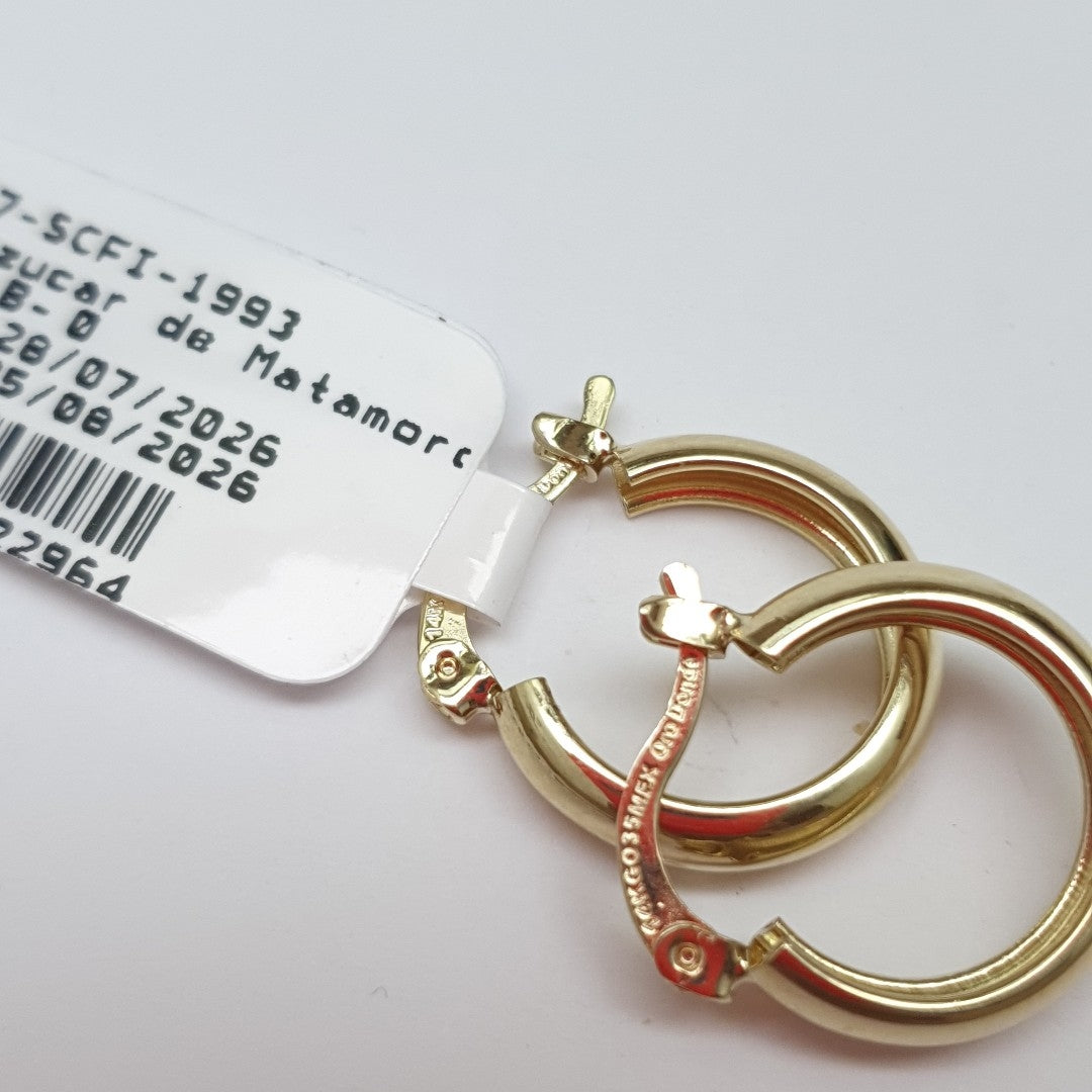 ARETES TEJIDO ARRACADAS LISAS 14K 2.1 GR (NUEVO)