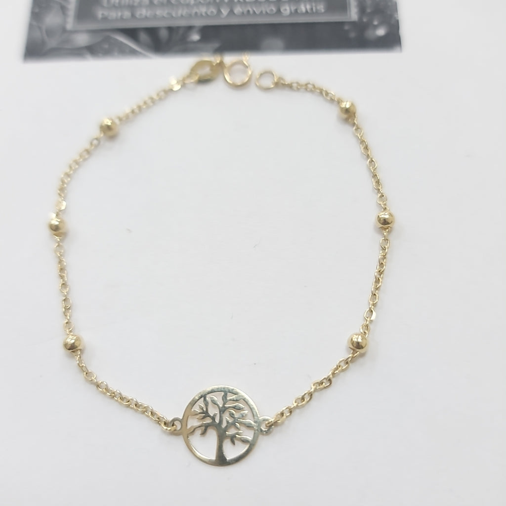 PULSERA TEJIDO ESPECIAL ARBOL 14K 18 CM 1.7 GR (NUEVO)