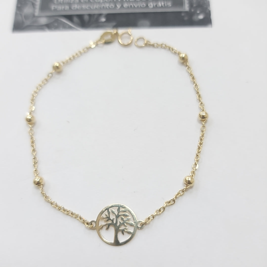PULSERA TEJIDO ESPECIAL ARBOL 14K 18 CM 1.7 GR (NUEVO)